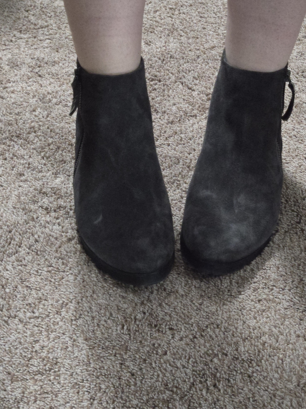 Paul Green Black Suede Ankle Booties with Gloss Back Panel - Picture 2 of 7